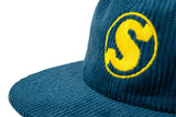 Sunday Badge Corduroy Hat Atlantic Green with Yellow Embroidery