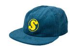 Sunday Badge Corduroy Hat Atlantic Green with Yellow Embroidery